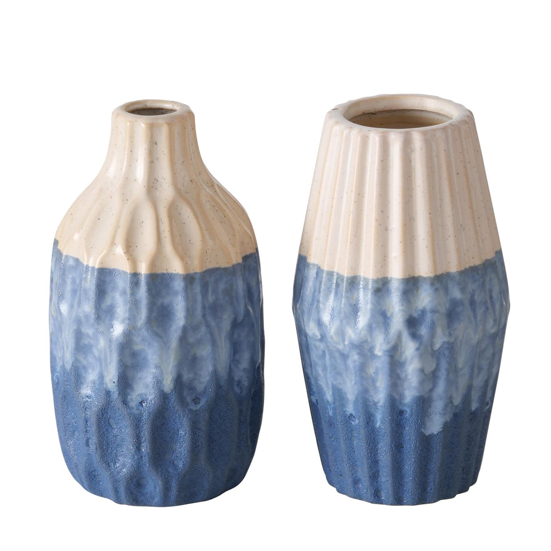Boltze home vaas aardewerk blauw h21cm 2 assorti