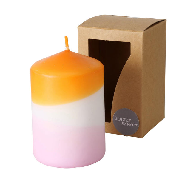 Boltze home kaars splash h9cm dia 6cm dip dye kleuren oranje lila