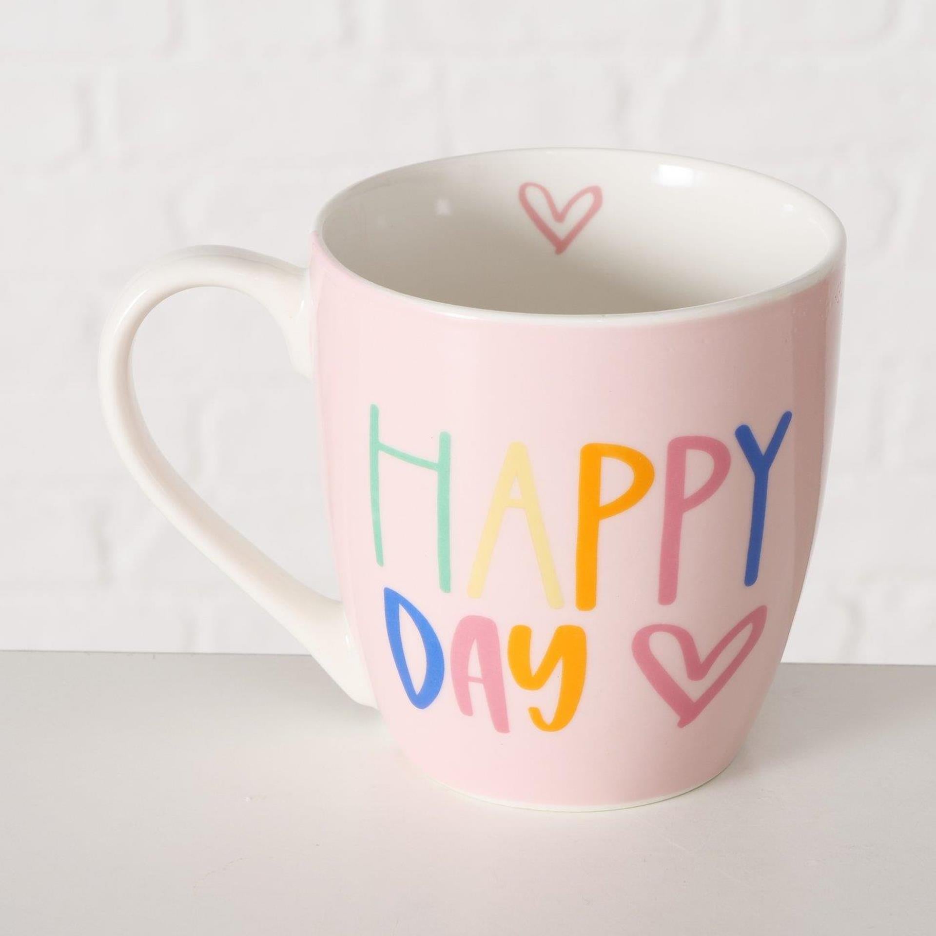 Boltze home jumbo-mok happy 400ml 9,5x13x10cm 3 assorti vaatwasmachinebestendig