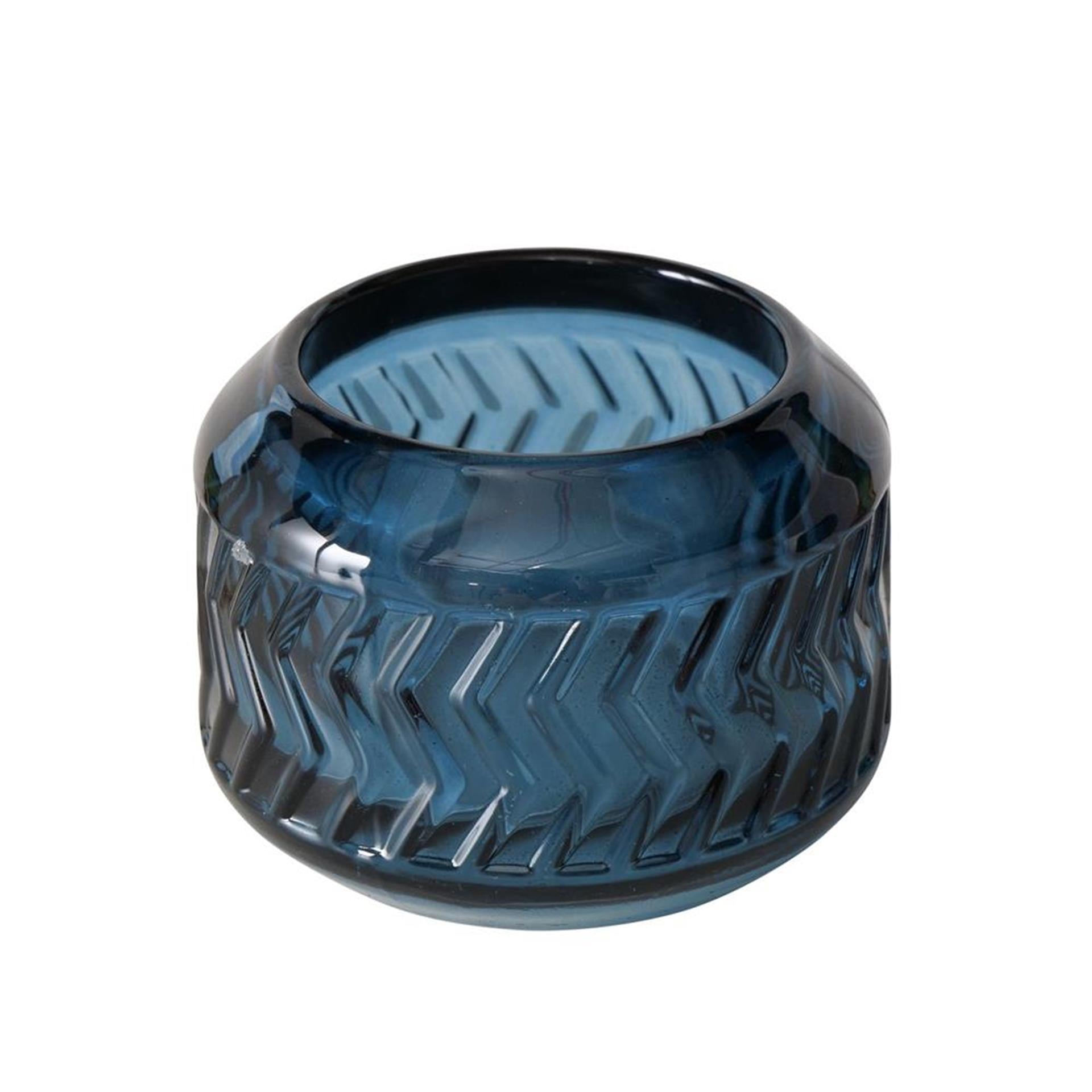 Boltze home theelichthouder 'vadina' glas dia.8x6cm blauw 3 assorti