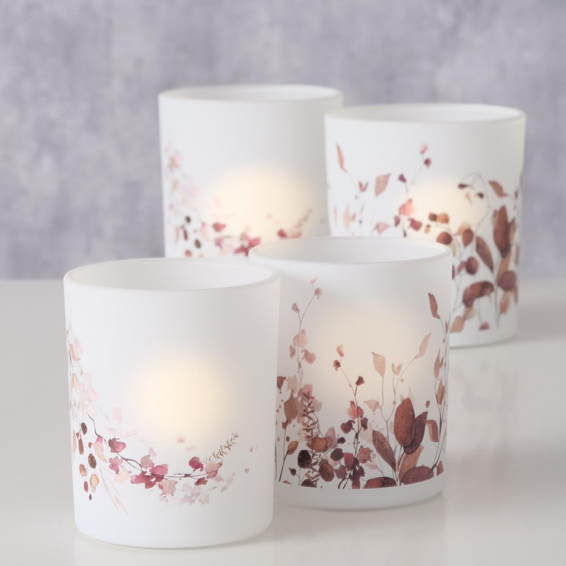 Boltze home theelichthouder glas met blad set a 2