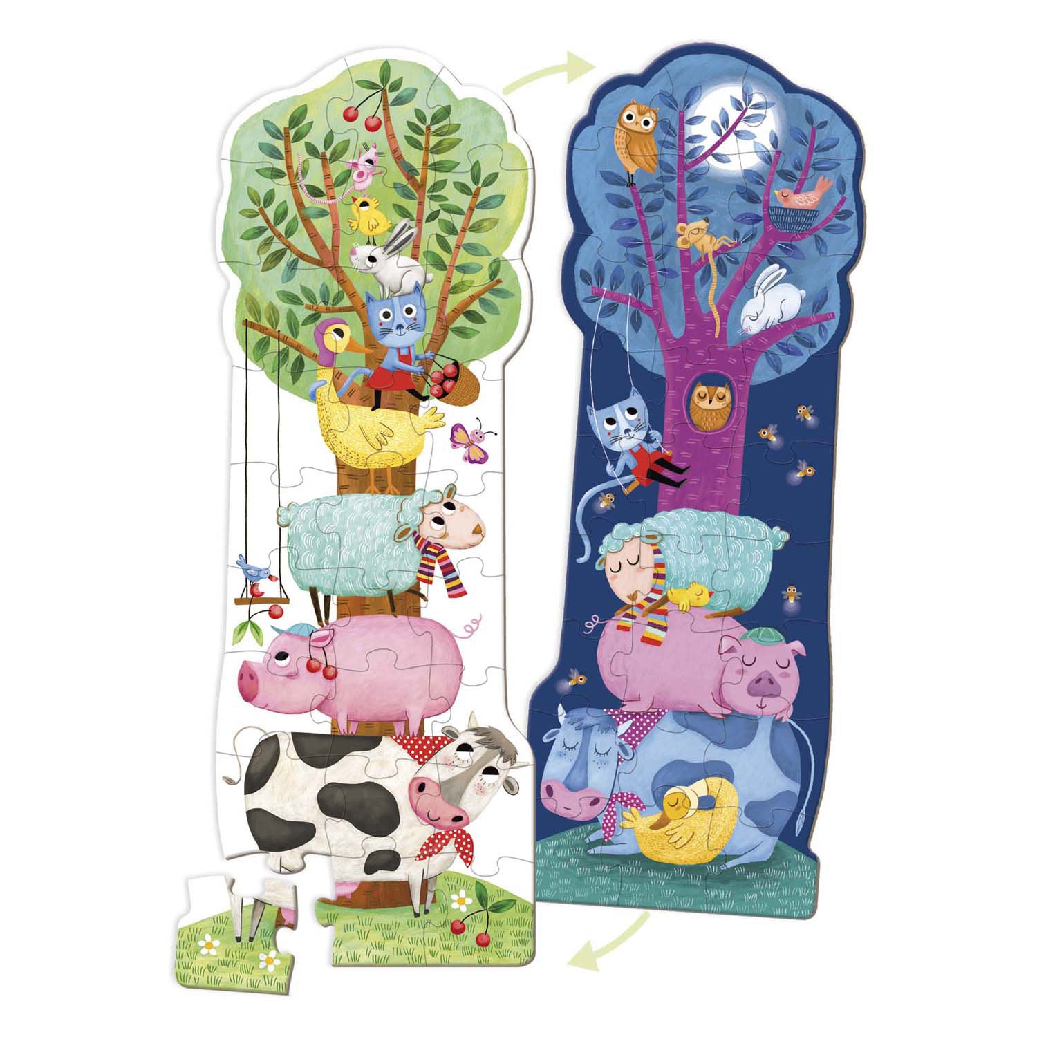 Jumbo goula omkeerbare puzzel xxl boerderij dag en nacht, 27st.