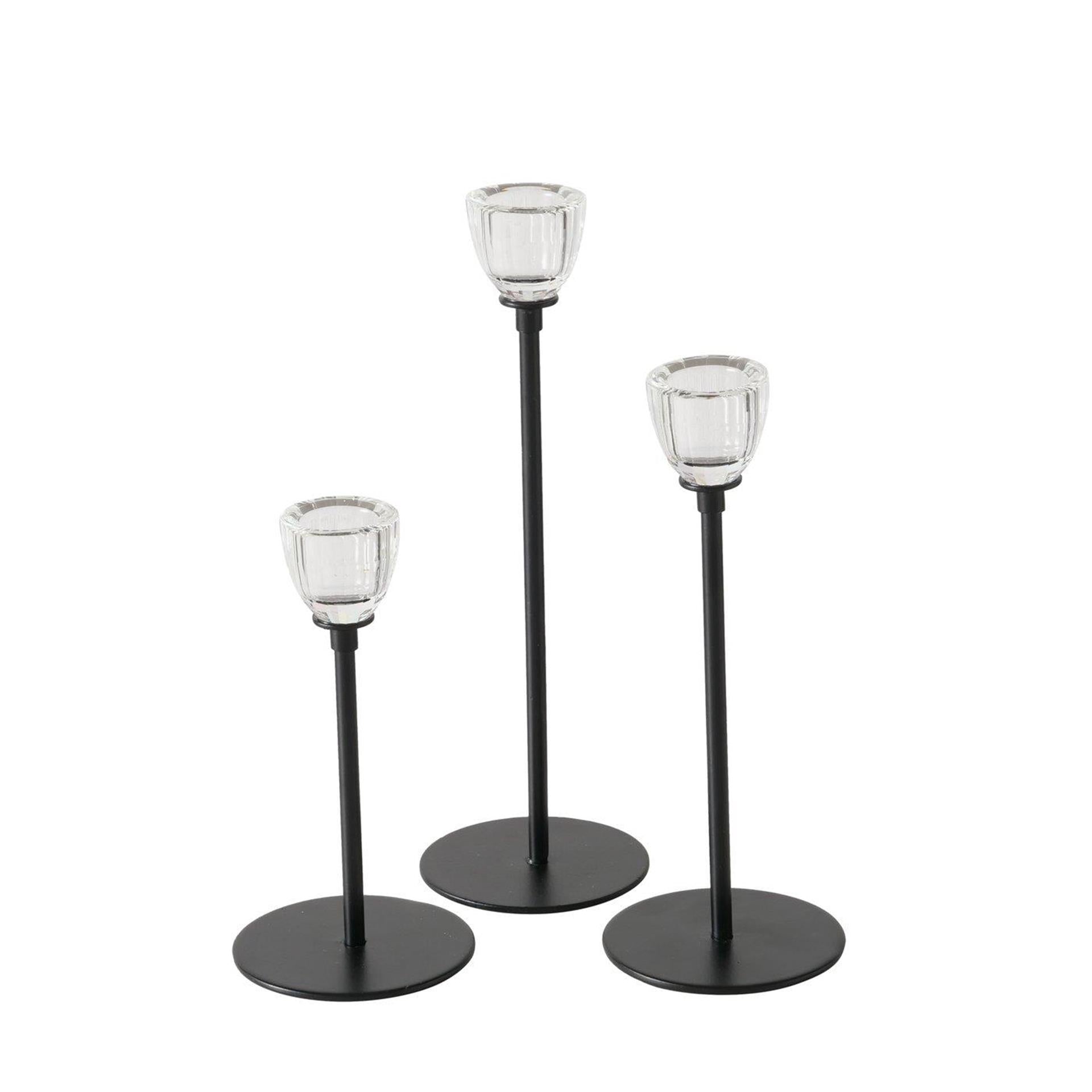 Boltze home kandelaar polus zwart 3-delig ã˜7xh13,5-17,5-21cm