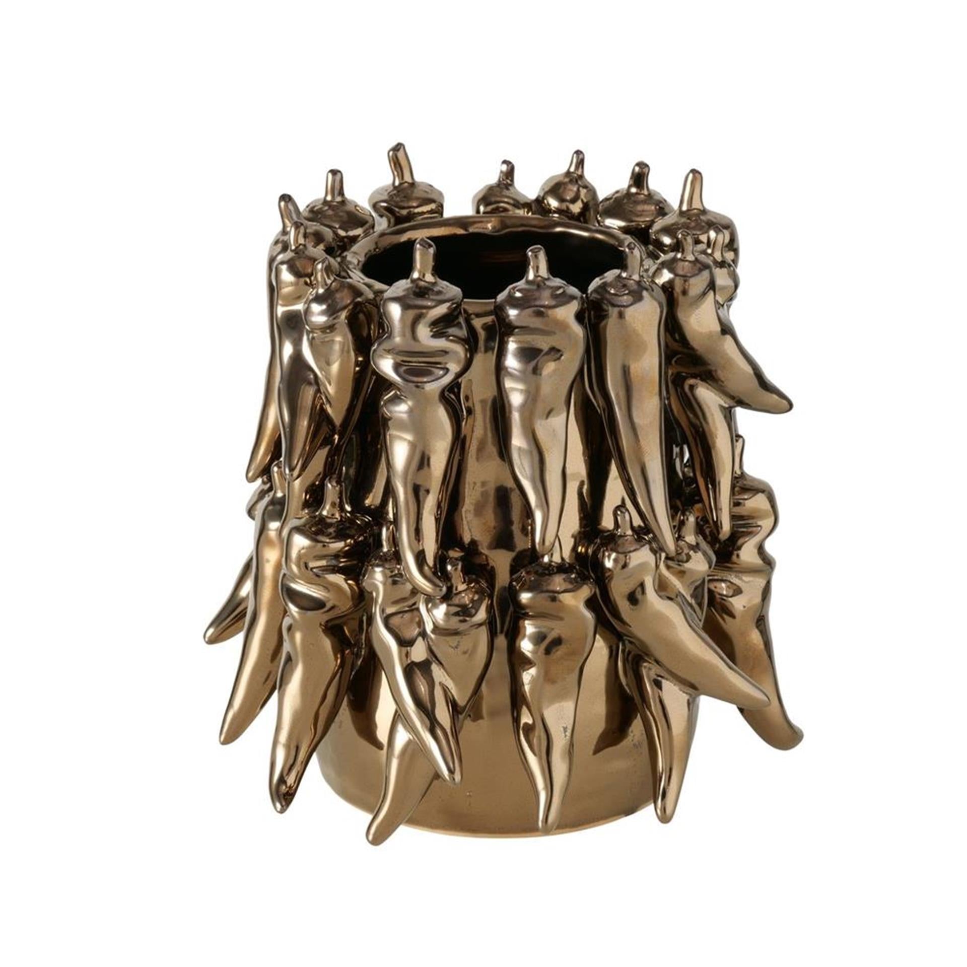 Boltze home vaas peperony dia19x19cm aardewerk metallic bruin