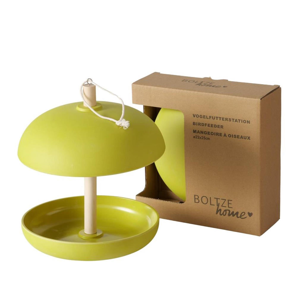 Boltze home vogelvoederhuisje giardino dia21x29cm 200ml bamboe, polyresin en jute groen