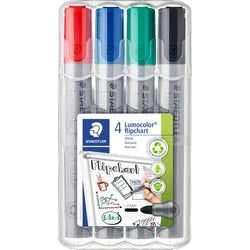 Flipovermarker staedtler lumocolor 356 kleurenassortiment 4 stuks