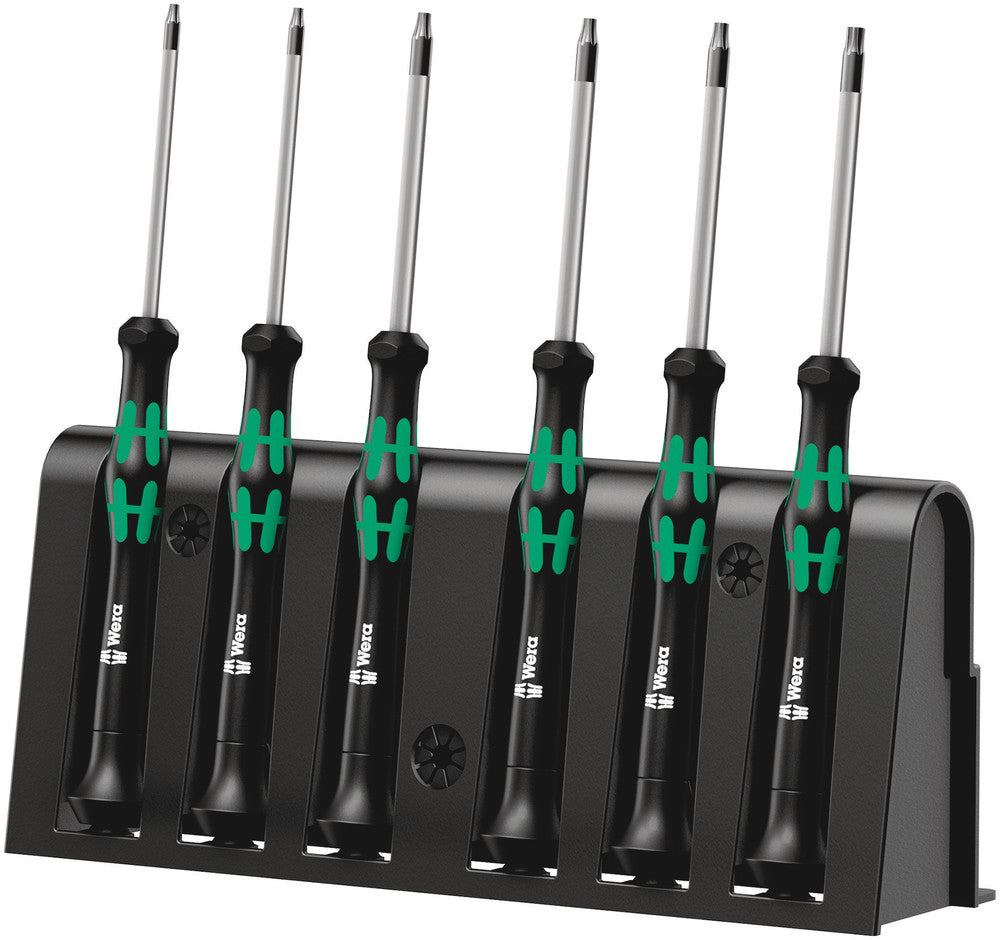 Wera 2067 6 elektronica torx bo schroevendraaierset + rek (zwart groen, 6-delig)