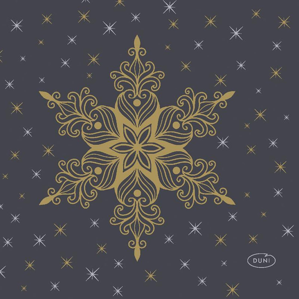 Duni servetten snowstars black 24x24cm