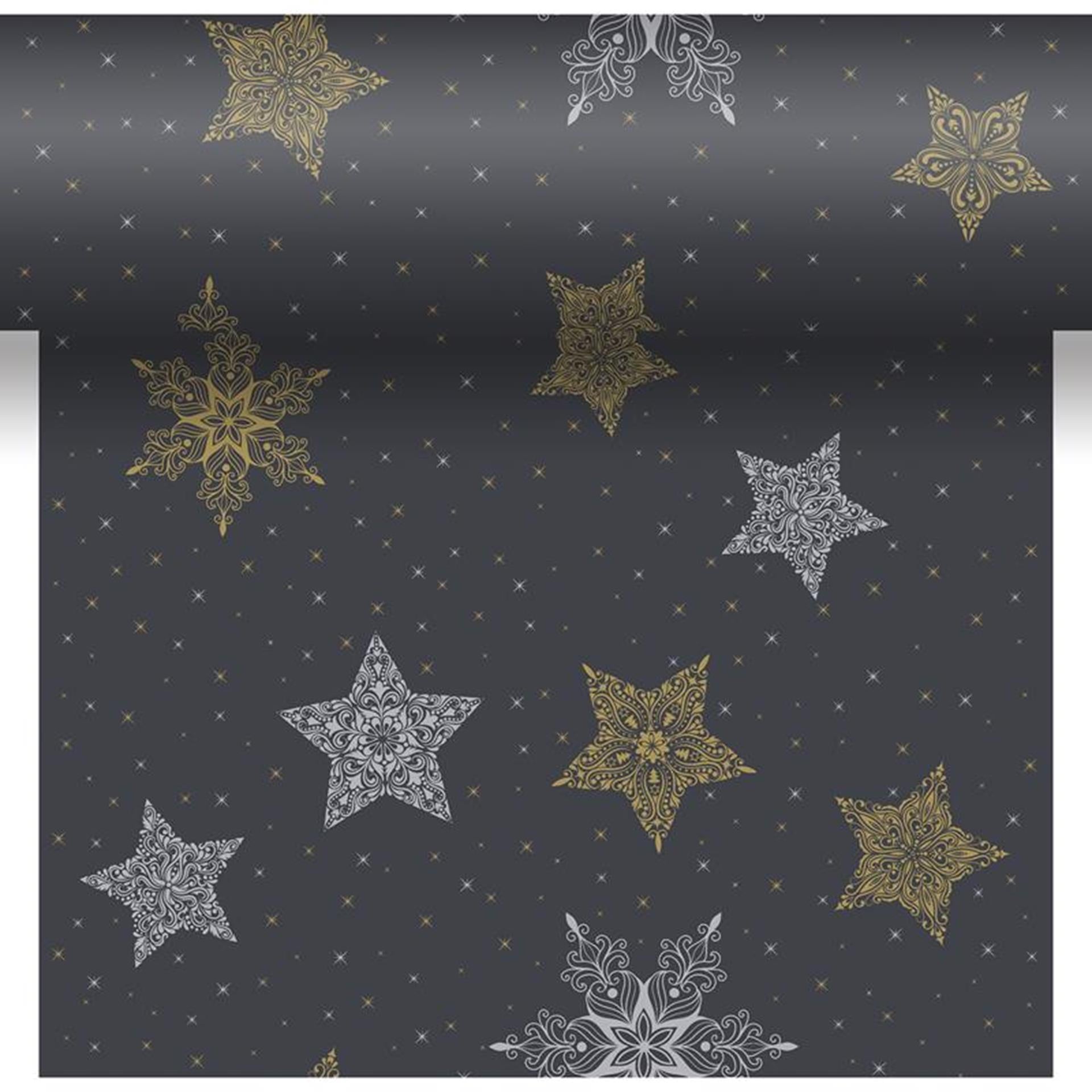 Duni 3-in-1 snowstars black 40x480cm
