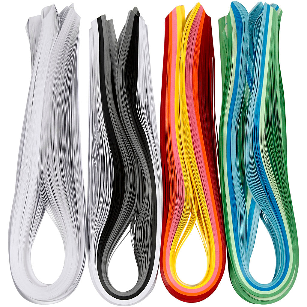 Quilling stroken, l: 78 cm, b: 5 mm, 120 gr, diverse kleuren, 12x100 stuk 1 doos