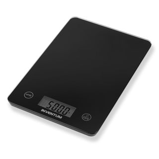 Inventum ws305b - digitale keukenweegschaal - 1 gr tot 5 kg - tarrafunctie - glazen oppervlak - inclusief batterij - zwart glas