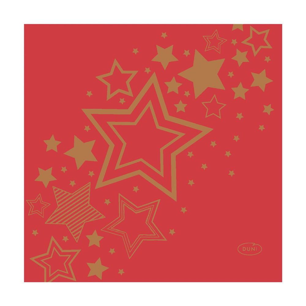 Duni servetten holiday star red 24x24cm