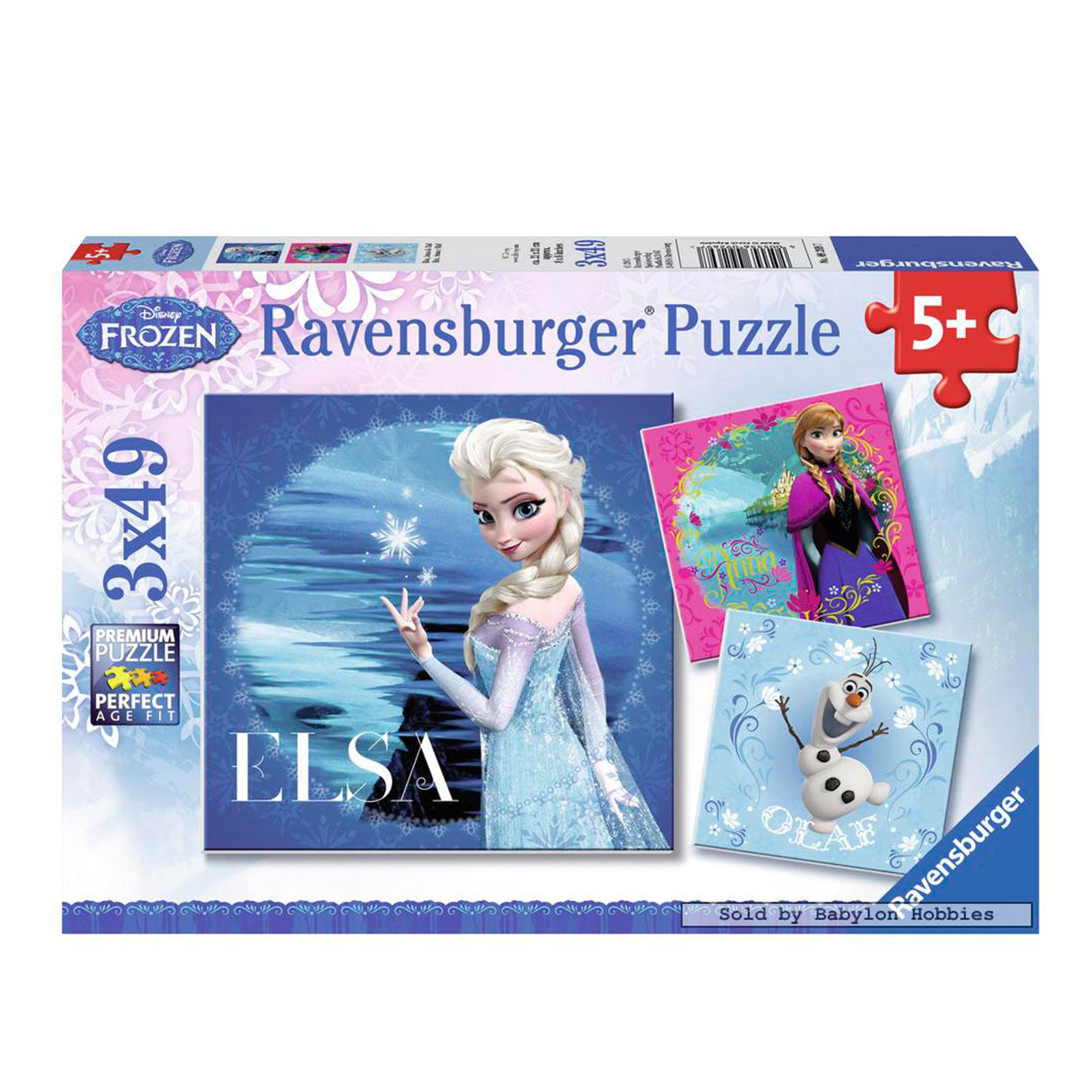 Ravensburger puzzel disney frozen elsa, anna olaf - 3x49 stukjes - kinderpuzzel