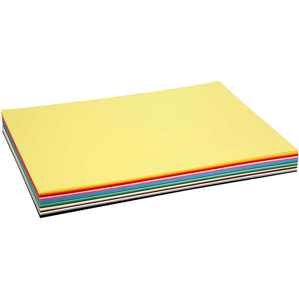 Gekleurd karton, a2, vel 420x594 mm, 180 gr, diverse kleuren, 300 div vellen 1 doos