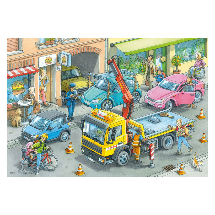 Ravensburger legpuzzel vuilniswagen en slaapwagen, 2x24st.
