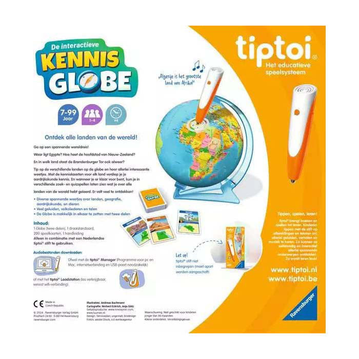 Ravensburger tiptoi® - de interactieve kennis globe - educatief speelgoed - wereldbol met geluid en informatie