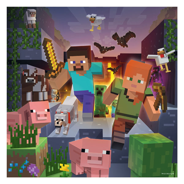 Ravensburger legpuzzel minecraft biomes, 3x49st.