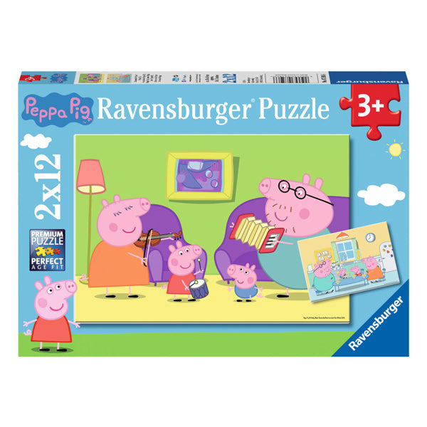 Ravensburger puzzel thuis bij peppa pig - twee puzzels - 12 stukjes - kinderpuzzel