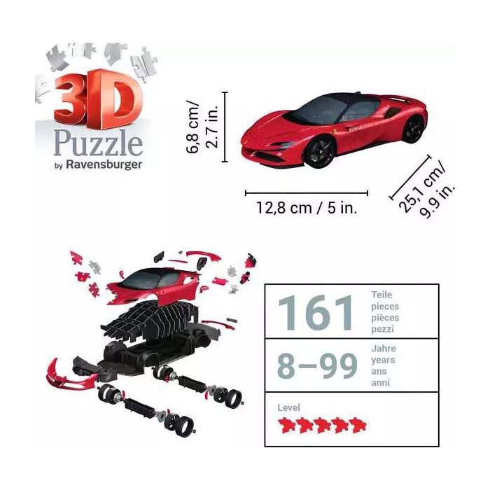 Ravensburger 3d puzzel ferrari sf 90 stradale, 108st.