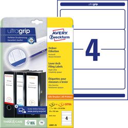 Avery ordnerrugetiketten, wit, 192,0 x 59,0 mm, permanent klevend