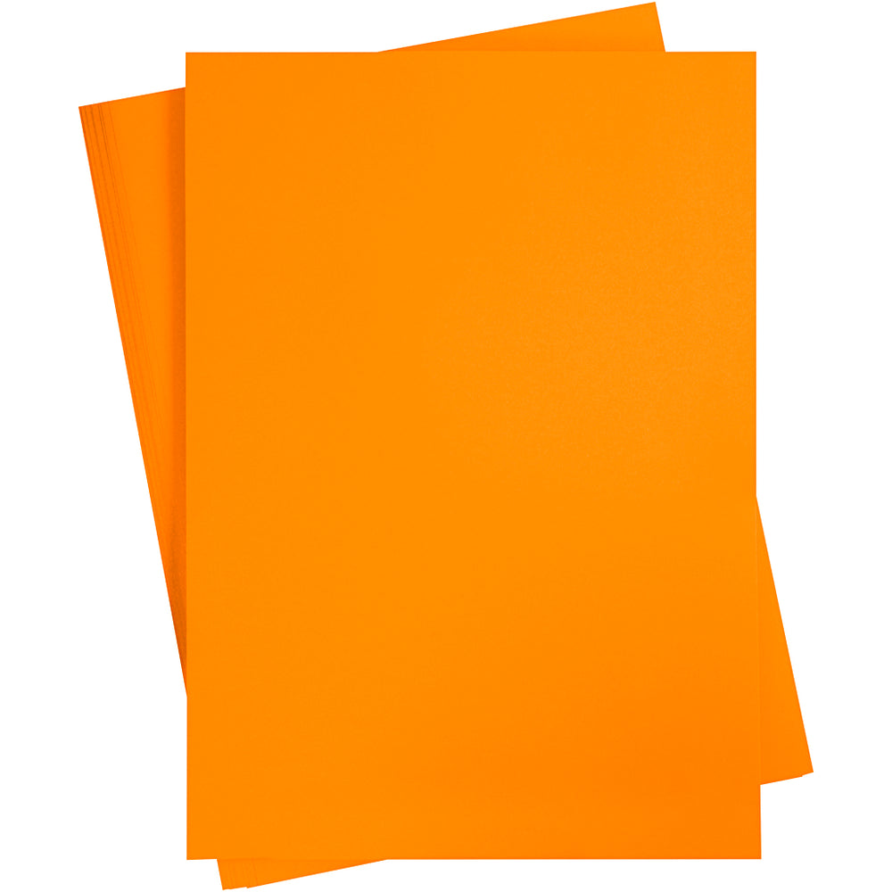 Gekleurd karton, a2, vel 420x594 mm, 180 gr, oranje, 10 vel 1 doos