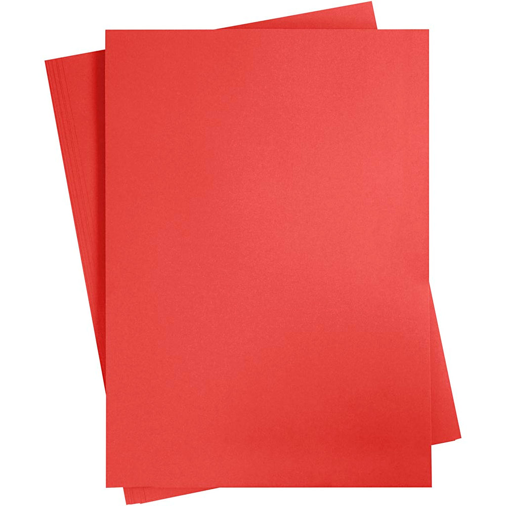 Gekleurd karton, a2, vel 420x594 mm, 180 gr, rood, 10 vel 1 doos