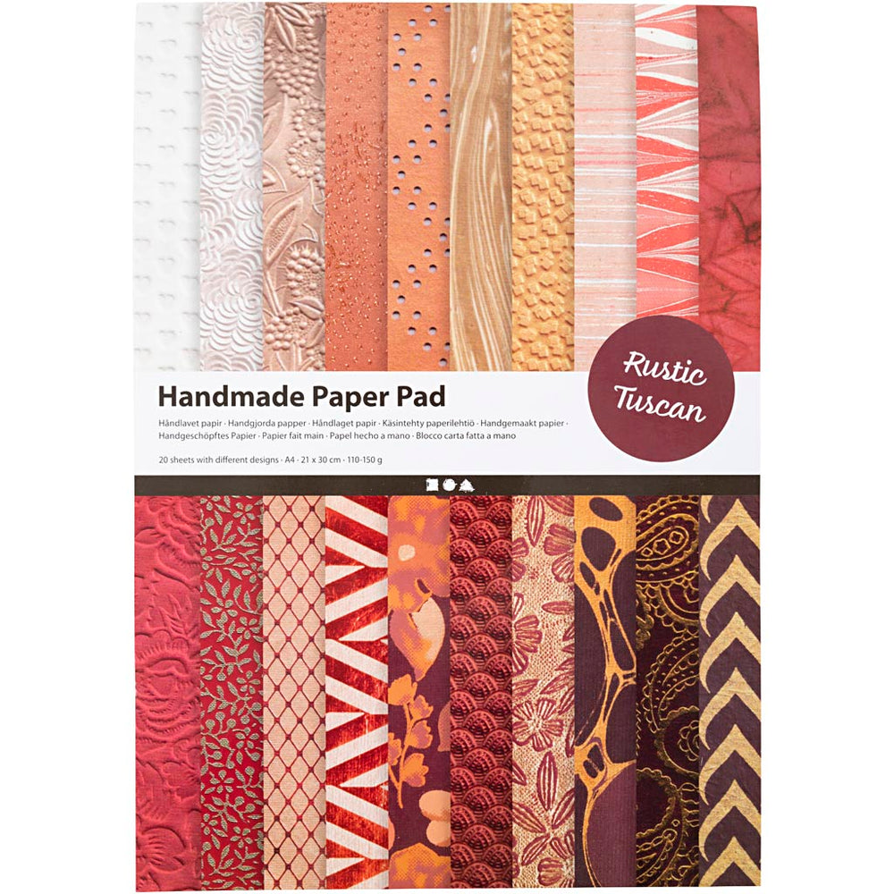 Handgeschept papier, a4, vel 210x297 mm, 110-150 gr, naturel, rood bruin, 20 vel 1 doos