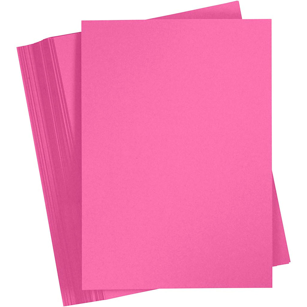 Gekleurd karton, a4, vel 210x297 mm, 180 gr, roze, 100 vel 1 doos