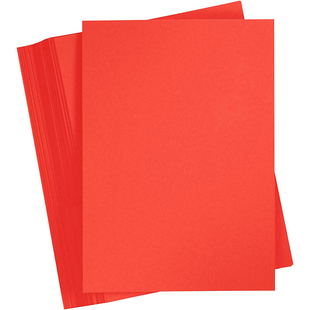 Gekleurd karton, a4, vel 210x297 mm, 180 gr, rood, 100 vel 1 doos