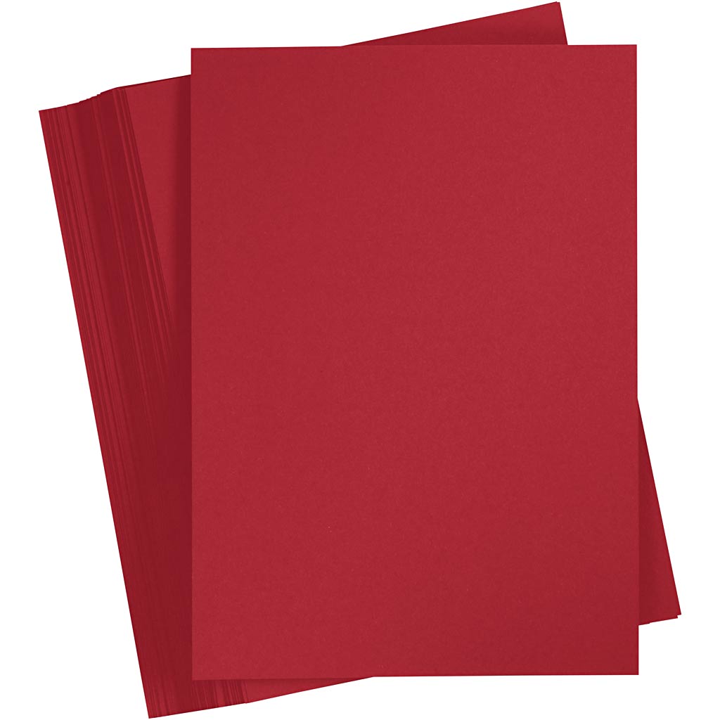 Gekleurd karton, a4, vel 210x297 mm, 180 gr, kerstrood, 100 vel 1 doos