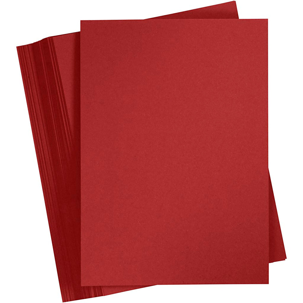 Gekleurd karton, a4, vel 210x297 mm, 180 gr, donkerrood, 100 vel 1 doos