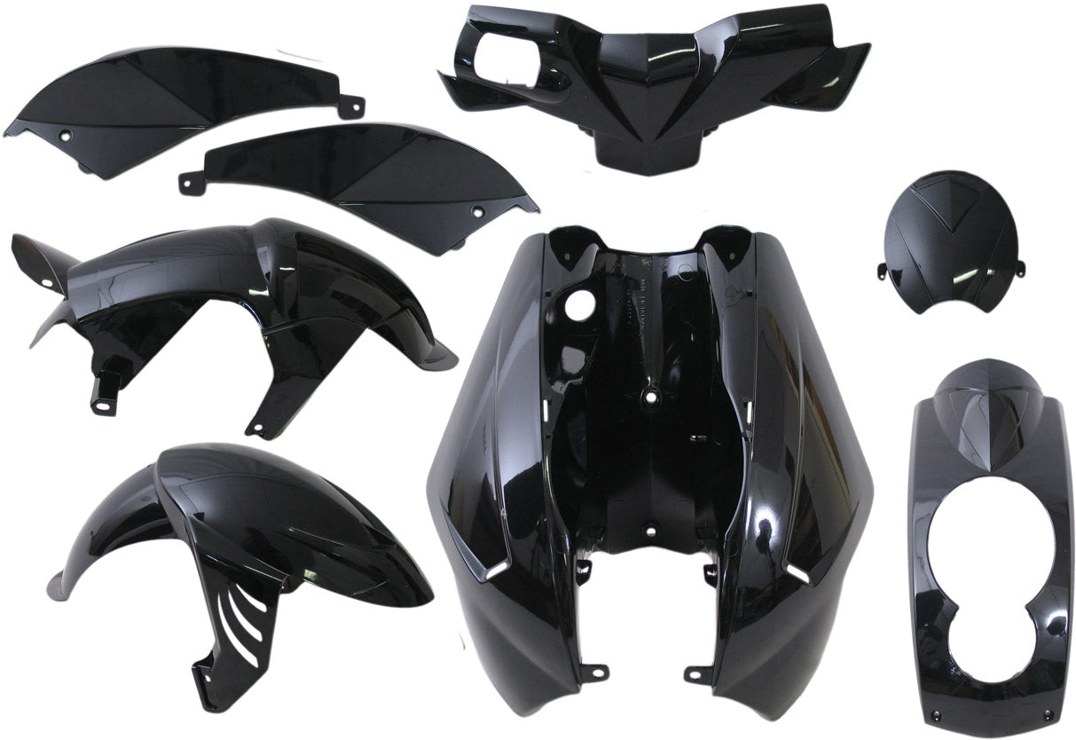 Edge plaatset 8-delig voor peugeot ludix - zwart metallic