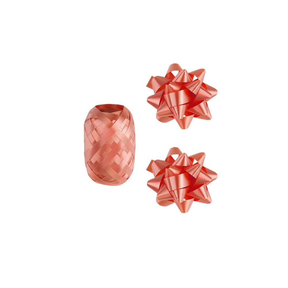 Paperdreams cadeauversieringset - rose goud 2 strikken met 20 meter krullint
