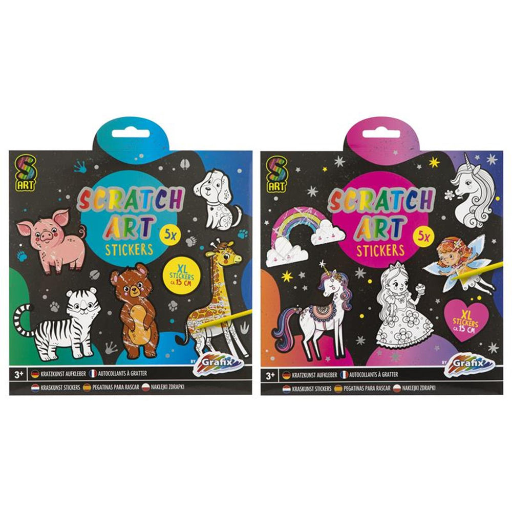 Creatieve ambachtsgroep kraskunst stickers - fantasiewereld, 6dlg.