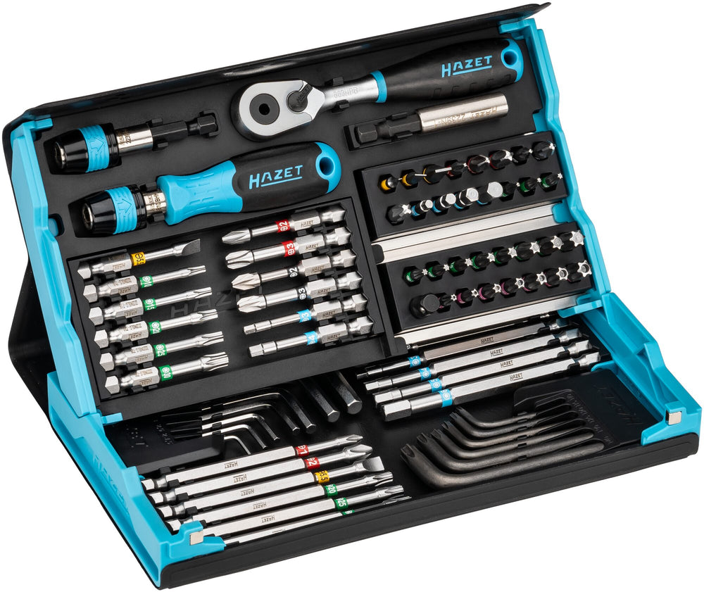 Hazet smartcase bitset 2200sc-31 | 1 4 inch (6,3 mm) zeskant massief | sleufprofiel, kruiskop profiel ph, pozidriv-profiel pz, binnen-zeskant-profiel | 73-delig