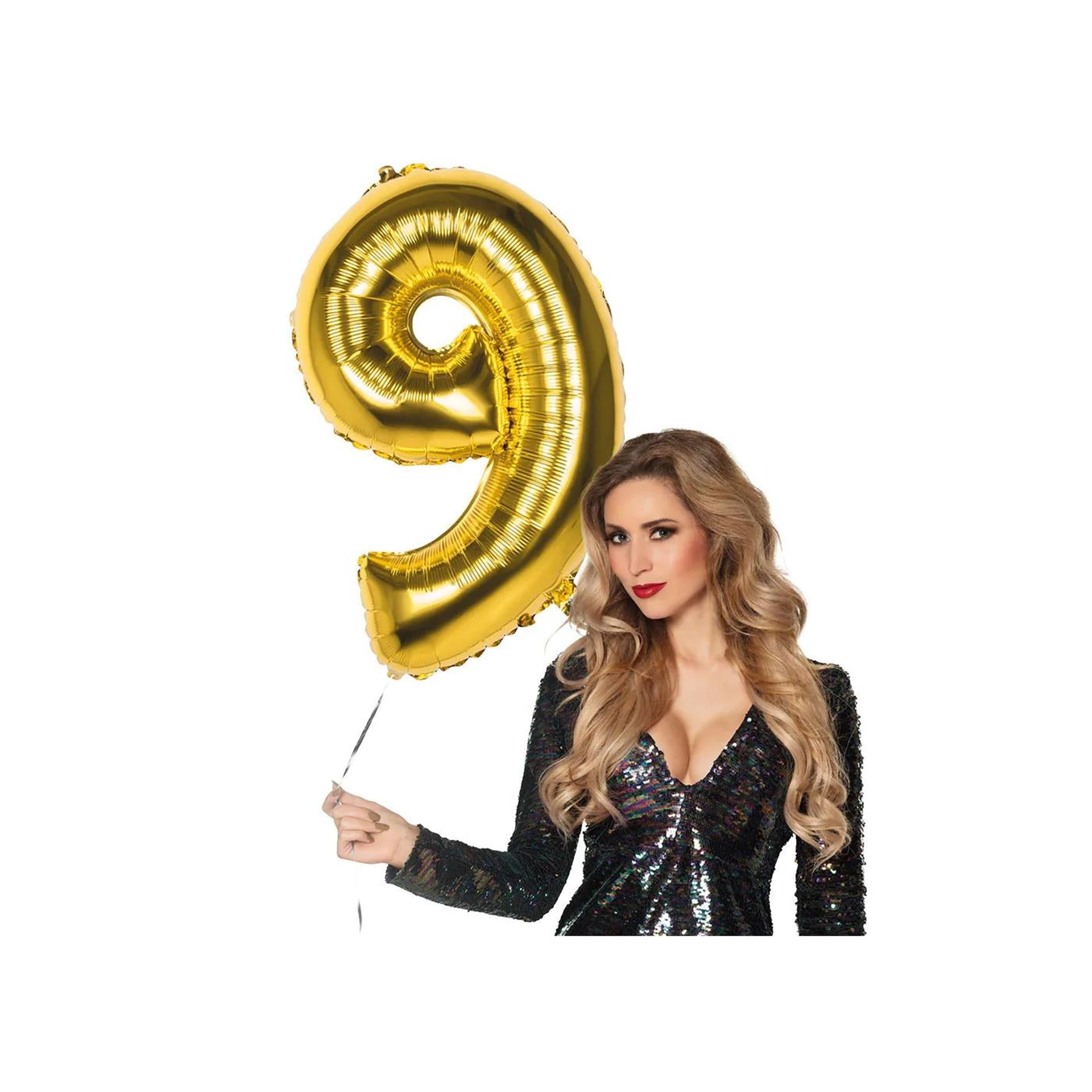 Boland folieballon 9 goud 86cm