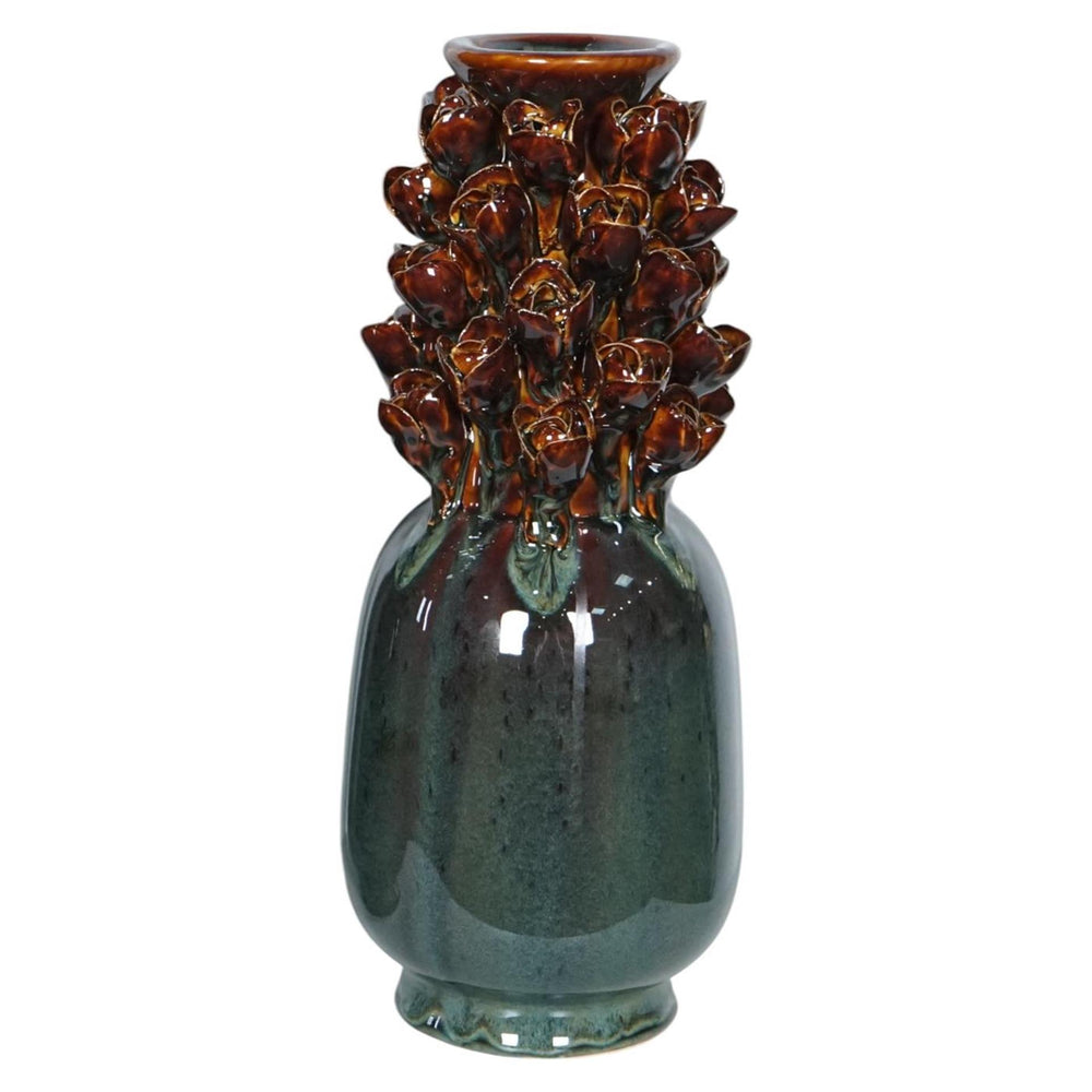 Mansion atmosphere vaas airlie keramiek bruin groen 13x32cm