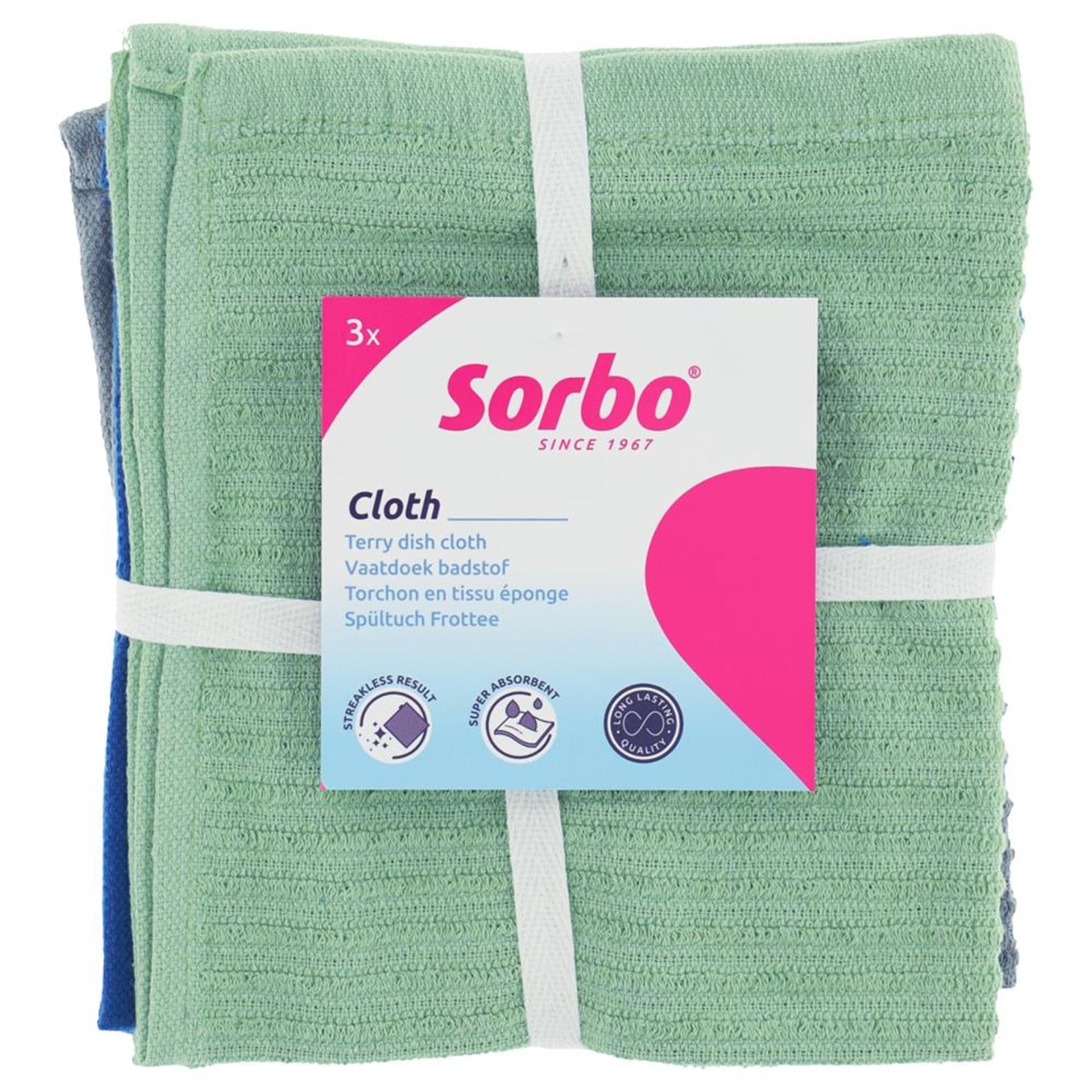 Sorbo badstof vaatdoeken set a 3 stuks