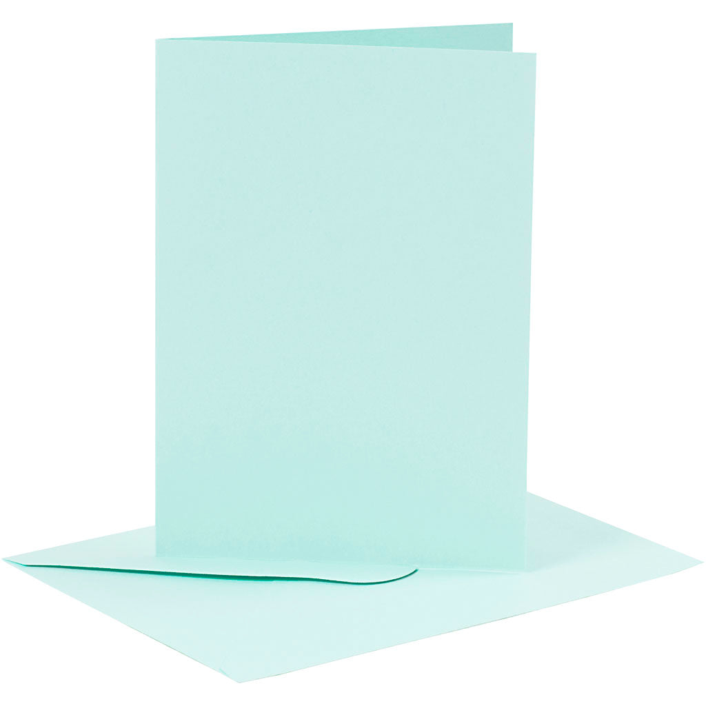 Kaarten en enveloppen, afmeting kaart 10,5x15 cm, afmeting envelop 11,5x16,5 cm, 110+220 gr, lichtblauw, 6 set 1 doos
