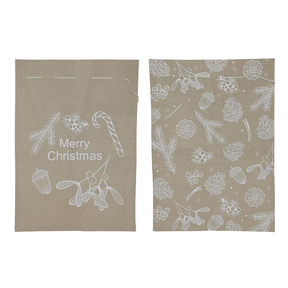Svenska living geschenkzak kerst jute look witte print 50x70cm