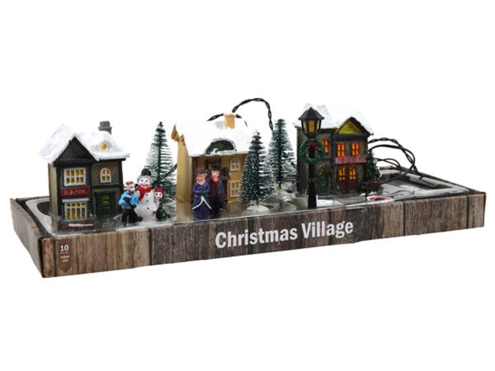 Svenska living kerstdorp poly met verlichting en muziek 10-delig (excl.2xaa batterij)