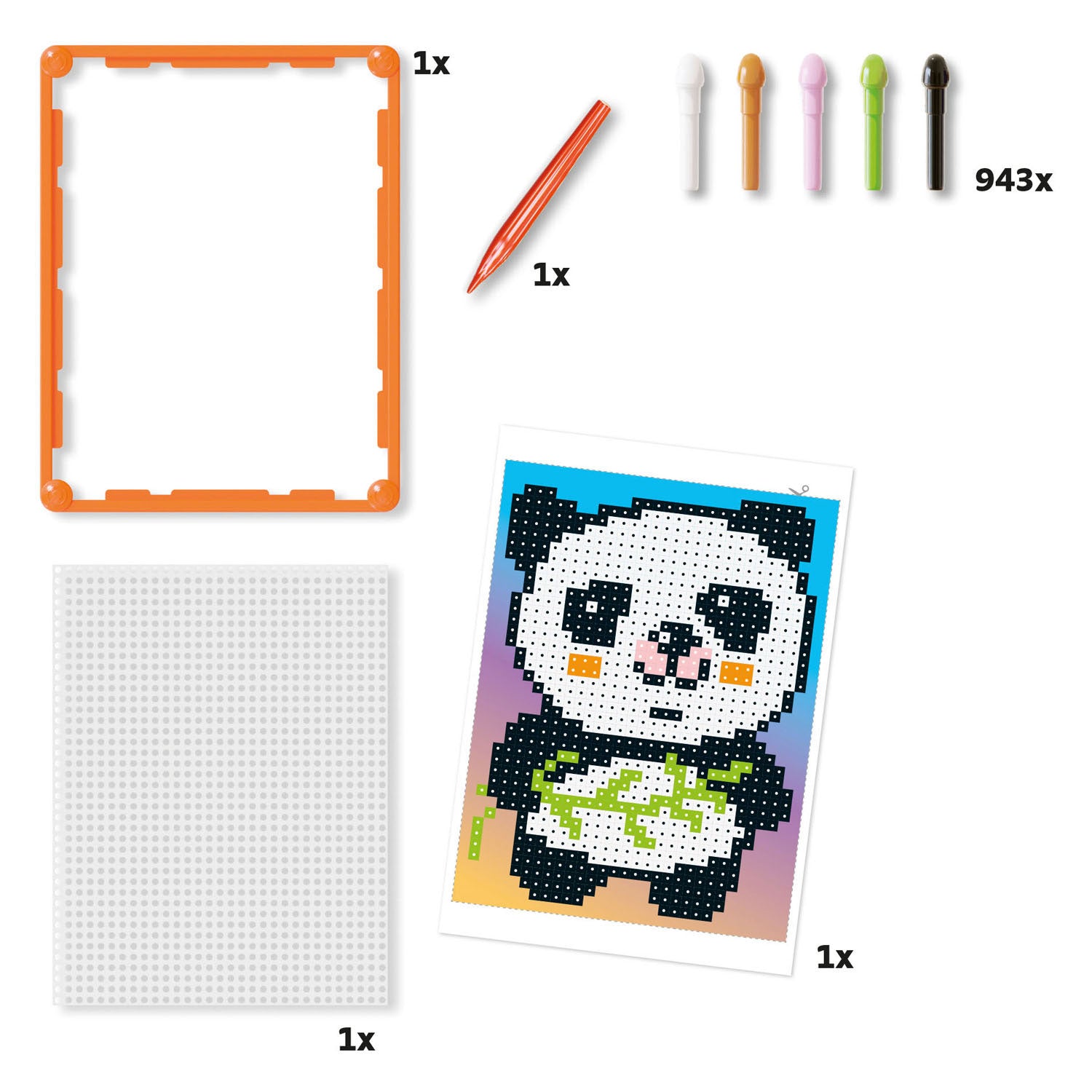 Quercetti pixel art mozaïek speelgoed panda 946dlg - creatief speelgoed.