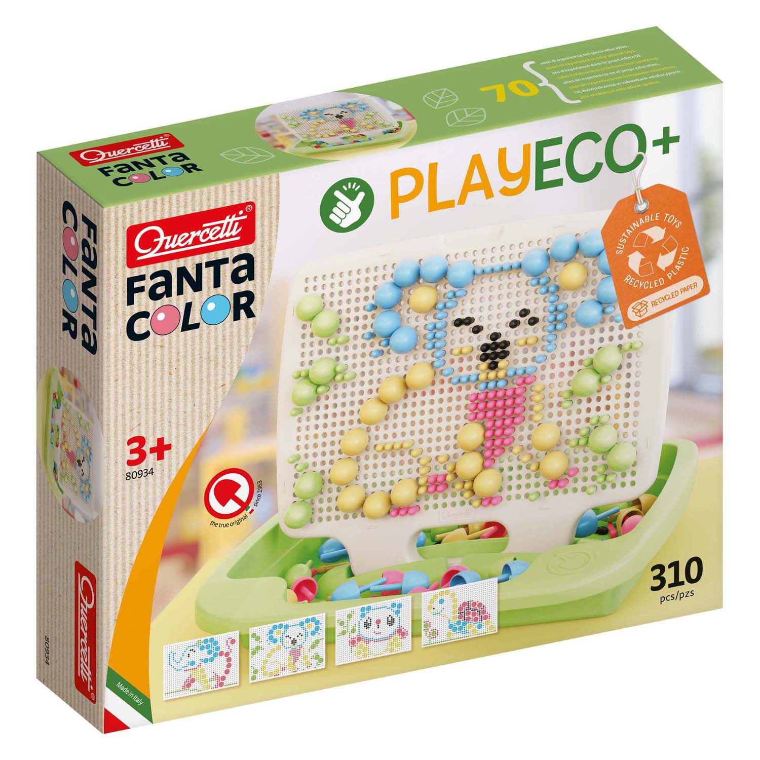Quercetti fantacolor play eco insteekmozaïek, 310dlg.