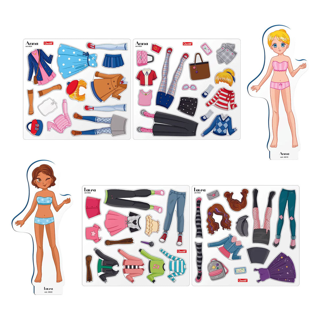 Quercetti magnetische mode aankleedpop best friends - 57dlg..