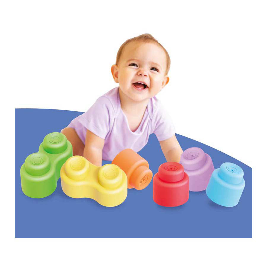 Quercetti bouwblokken momy soft - 28 stuks - kleurrijk baby speelgoed.