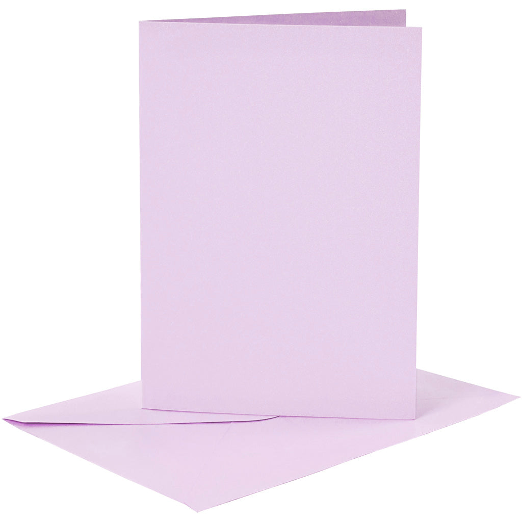 Kaarten en enveloppen, afmeting kaart 10,5x15 cm, afmeting envelop 11,5x16,5 cm, 120+210 gr, lichtpaars, 6 set 1 doos