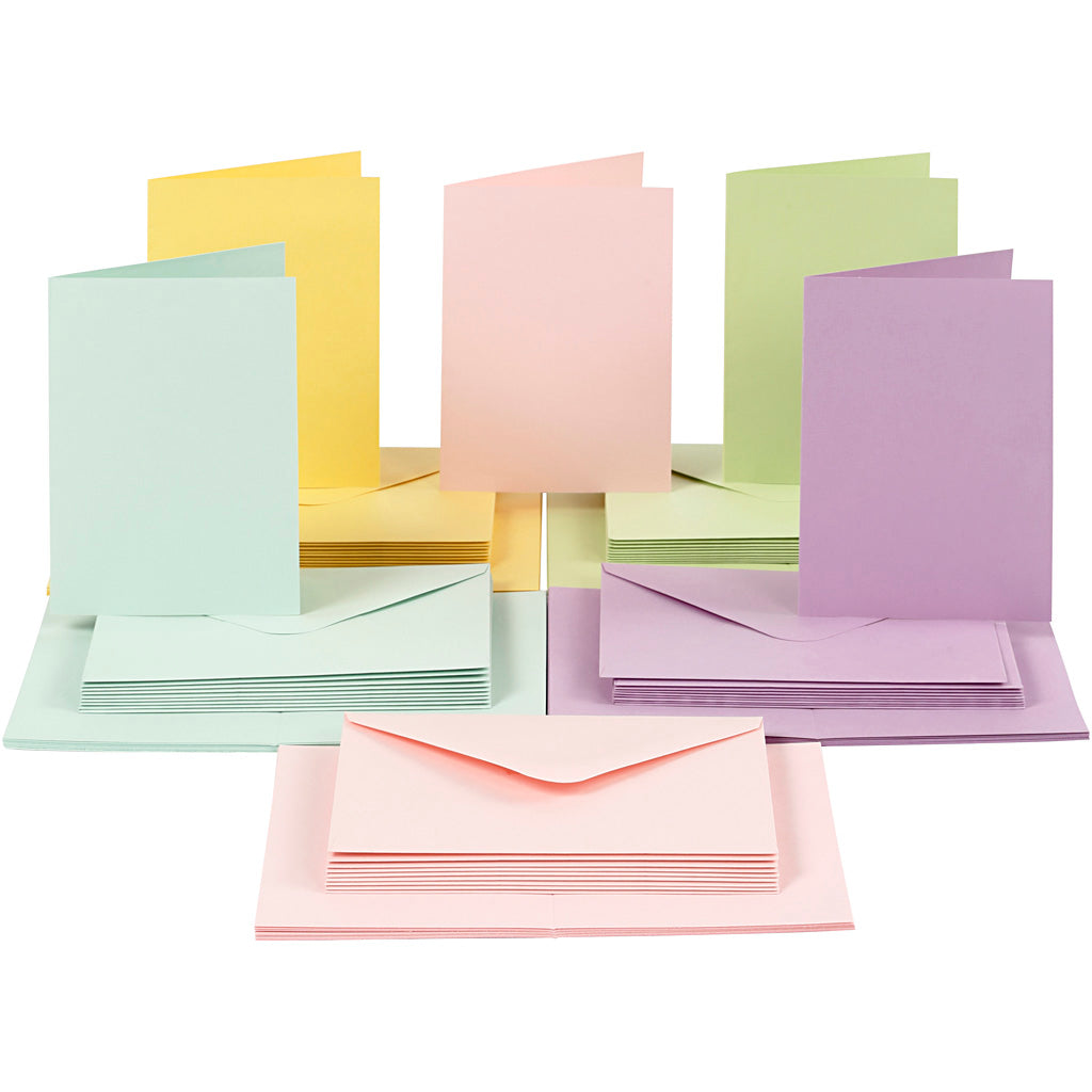 Creativ bedrijfskaarten en enveloppen pastelkleuren, 50 sets