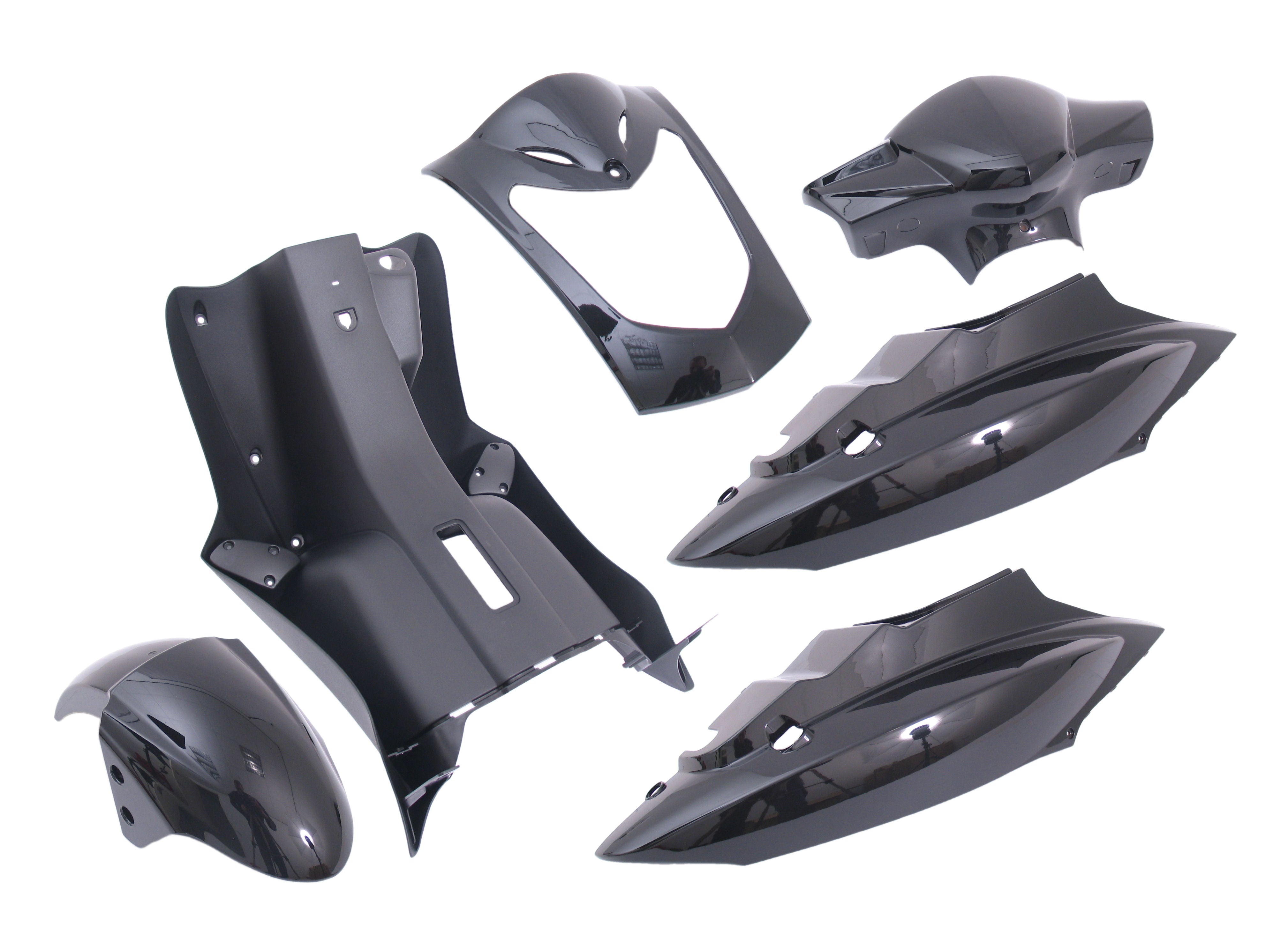 Edge plaatset 7-delig voor kymco agility 10- en 12 inch met 2 persoons buddyseat aan 1 stuk - metallic zwart