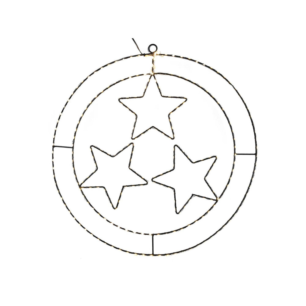 Svenska living led kersthanger ring sterren zwart 50cm 245goldled 24flash ip44 5m