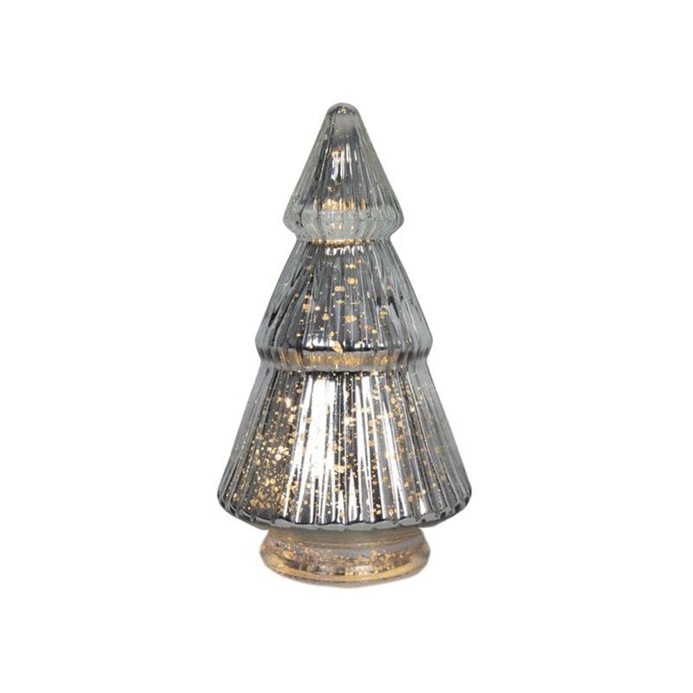 Svenska living beeld kerstboom glas led zilver 19cm